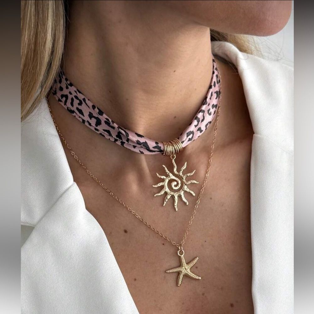 Gold Sun & Star Layered Necklace M718
